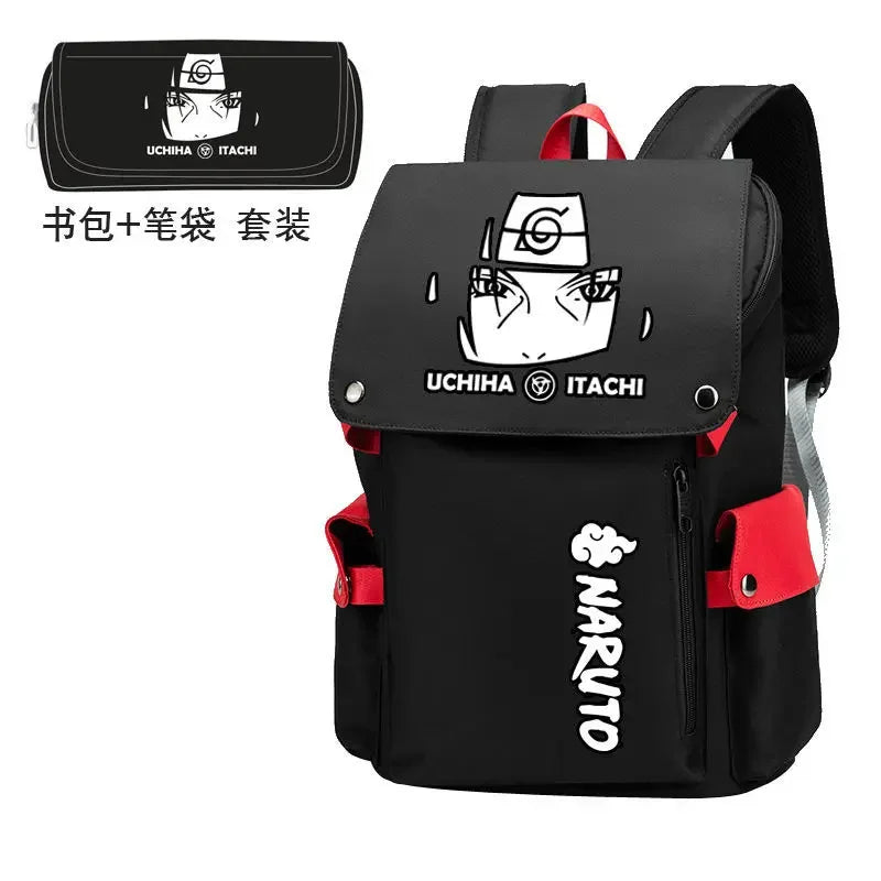 Naruto Shippuden Anime Backpack, Uzumaki Akatsuki School Students Schoolbag Leisure Computer Bag
