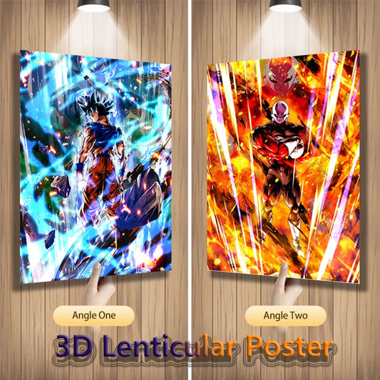 Ultra Instinct Goku and Jiren Anime 3D Effect Poster, Dragon Ball Z Lenticular Poster Painting Wall Art