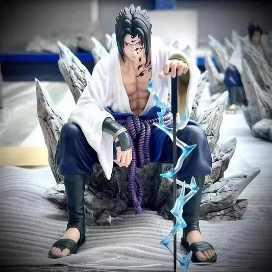 Uchiha Sasuke Mantra Seal Action Figure Sitting Pose, Naruto Shippuden Anime Figurines 18 CM