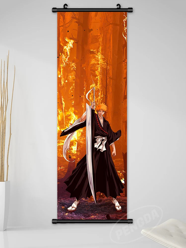 Bleach Canvas Scroll Posters, Wall Art Anime Artwork Painting Anime Hanging Poster