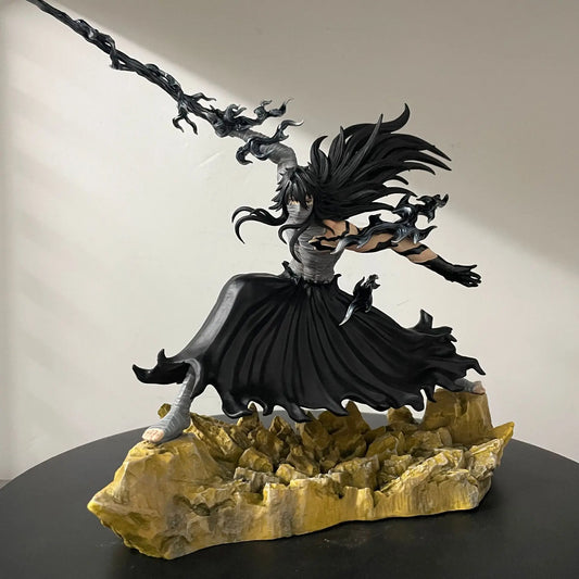 Bleach Anime Figurines Ichigo Kurosaki Final Getsuga Tensho Combat Figure Model Statue 24 CM
