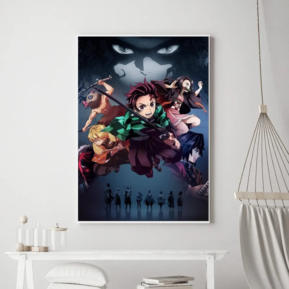 Demon Slayer Classic Anime Wall Art Poster Prints, Painting Bedroom Living Room Wall Bar Restaurant Decor
