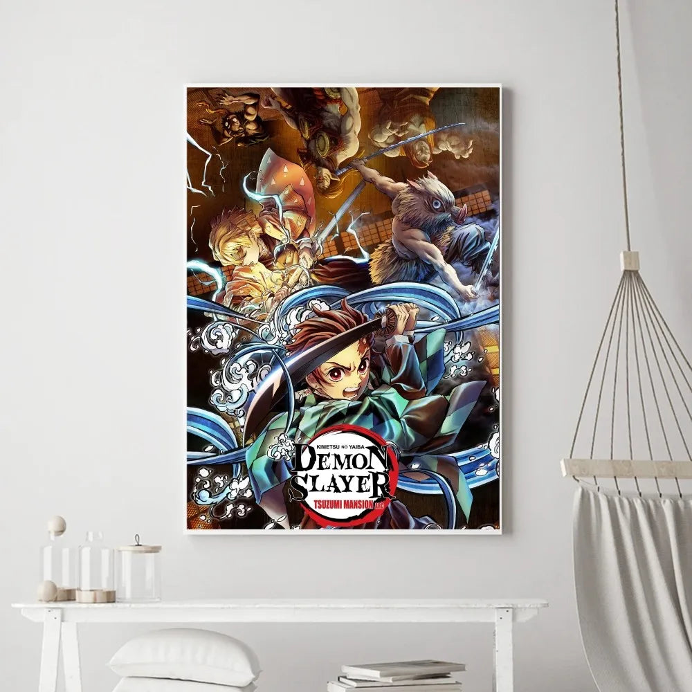 Demon Slayer Classic Anime Wall Art Poster Prints, Painting Bedroom Living Room Wall Bar Restaurant Decor