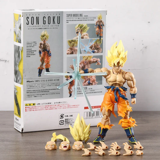 Super Saiyan Goku Posable Action Figure, Anime Dragon Ball Z Figurines PVC Articulated Collectible 16.5 cm