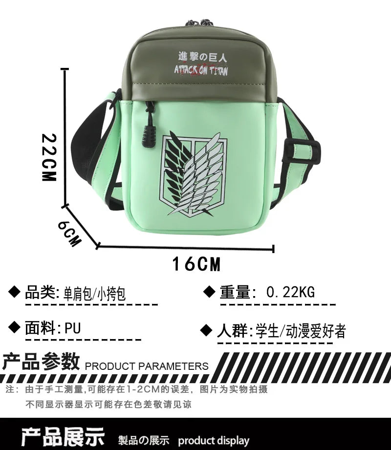 High-Capacity Multifunction Casual Shoulder Bag Apparel: Anime Dragon Ball, Demon Slayer, One Piece, Naruto, Attack on Titan