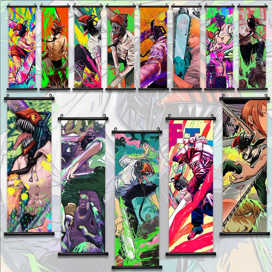 Chainsaw Man Anime Canvas Scrolls Collection, Wall Art Hanging Print Poster Home Decor