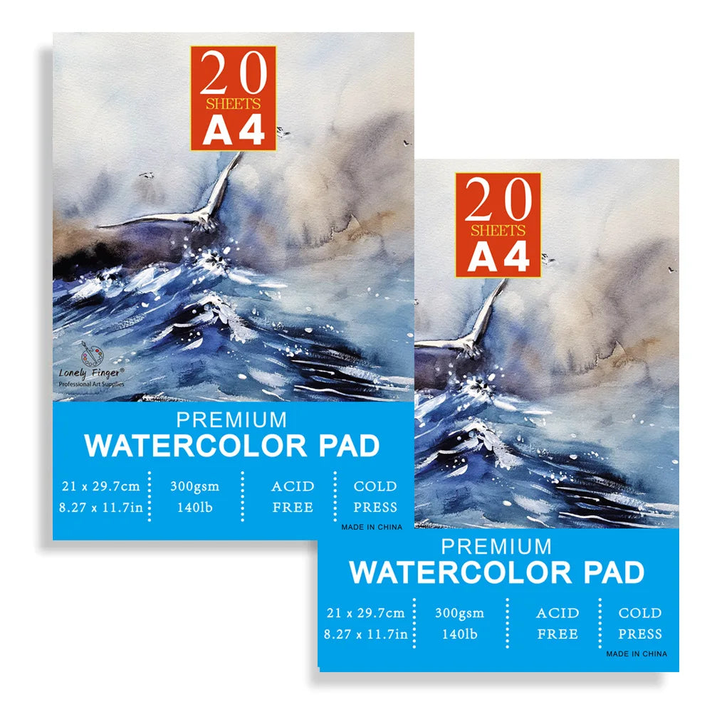 A5/A4/A3 Watercolor Paper Pad, 140lb/300gsm, 20 Sheets, Cold-Pressed, Acid-Free, Artist Painting Paper for Watercolor Painting
