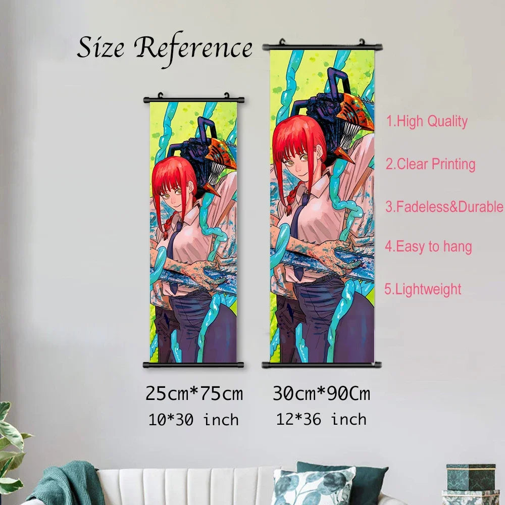 Chainsaw Man Anime Canvas Scrolls Collection, Wall Art Hanging Print Poster Home Decor