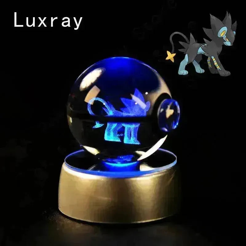 3D Pokemon Crystal Ball 5CM Mewtwo Pikachu Gengar Crystal Glass Pokemon Ball Pokeball Figure Night Light LED Lamp Base Gift - 29 Jigglypuff / 5CM - Otarealm
