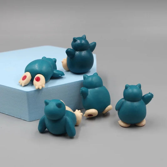 5 Pcs Snorlax Cake Topper Figurines, Pokemon Anime Mini Figure 1.8-3cm Cake Decor Kawaii Ornaments