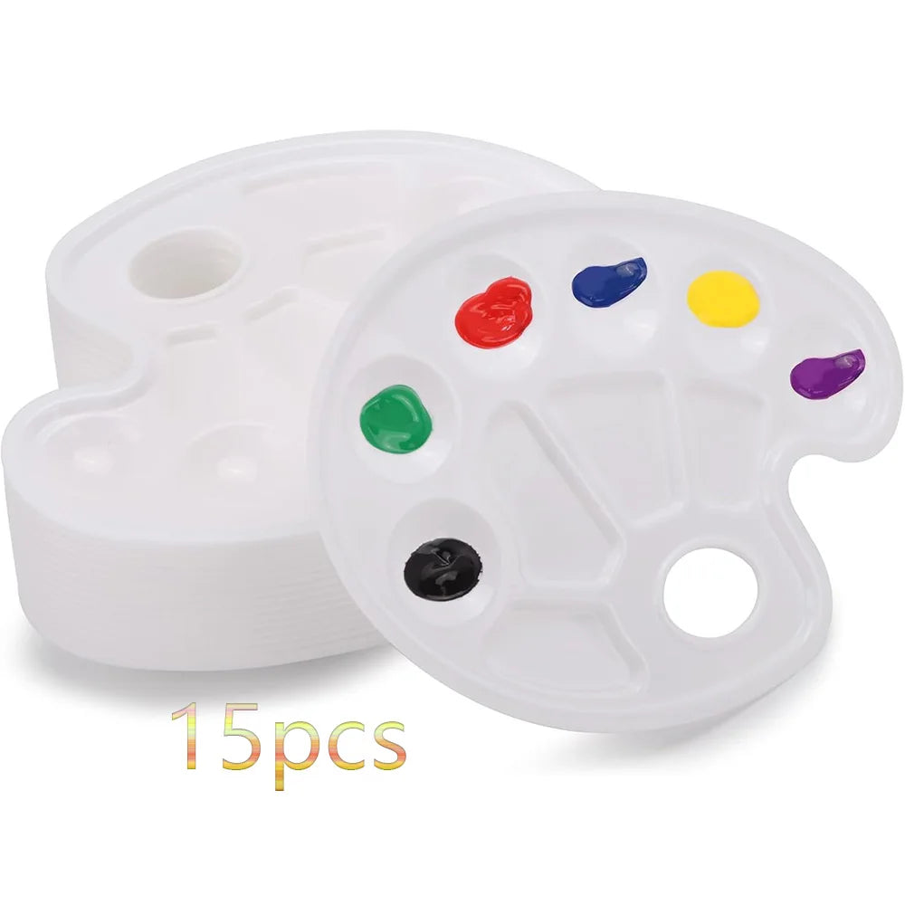 2/6/8/10 Pack Plastic Art Painting Palettes, Oval Shaped Multi-Well Mixing Palette for Watercolor, Acrylic, and Oil Paints