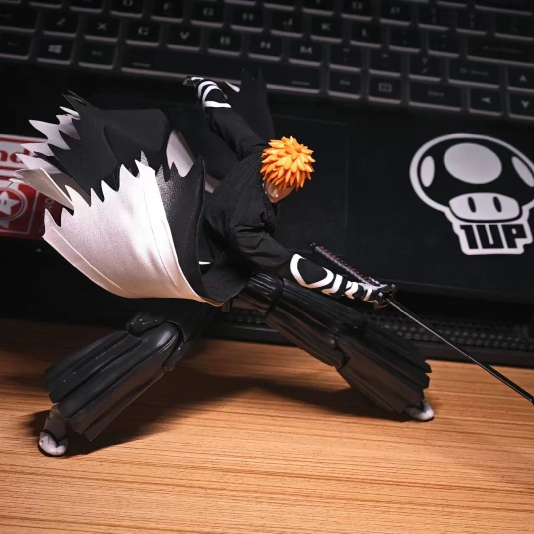 Kurosaki Ichigo BLEACH Anime Figurines, Movable Joints Bankai Form PVC Figures Statue 12 cm