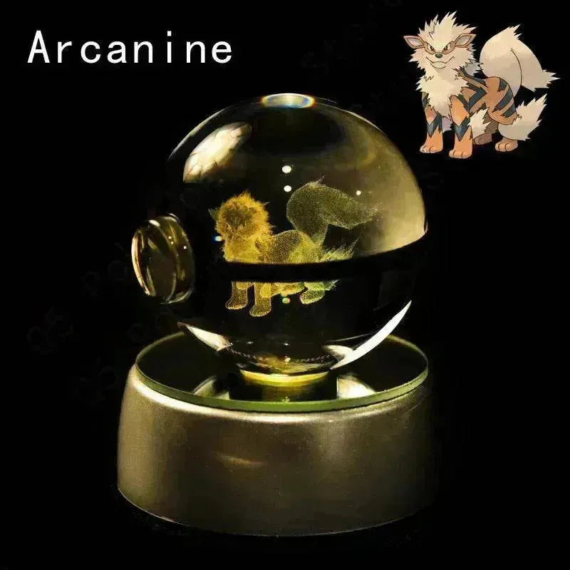 3D Pokemon Crystal Ball 5CM Mewtwo Pikachu Gengar Crystal Glass Pokemon Ball Pokeball Figure Night Light LED Lamp Base Gift - 29 Jigglypuff / 5CM - Otarealm