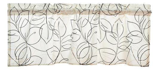 Tache Modern Abstract Leaf Line Art Foliage White Grey Black Gold Window Valance (TJ3571)