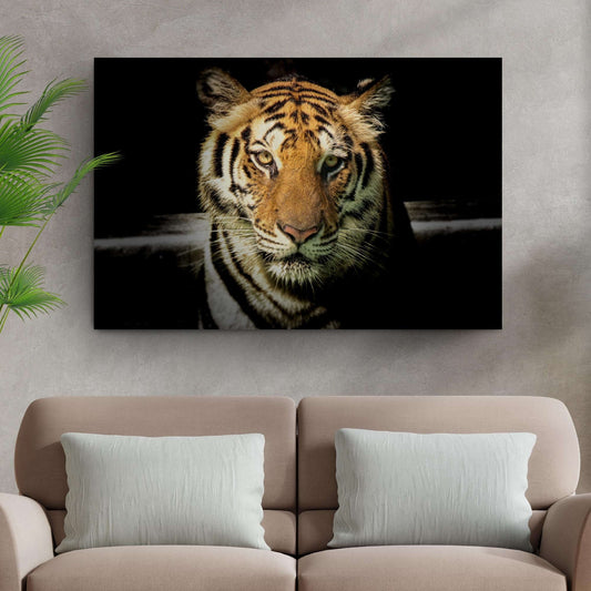Lurking Tiger In The Dark Canvas Wall Art Otarealm