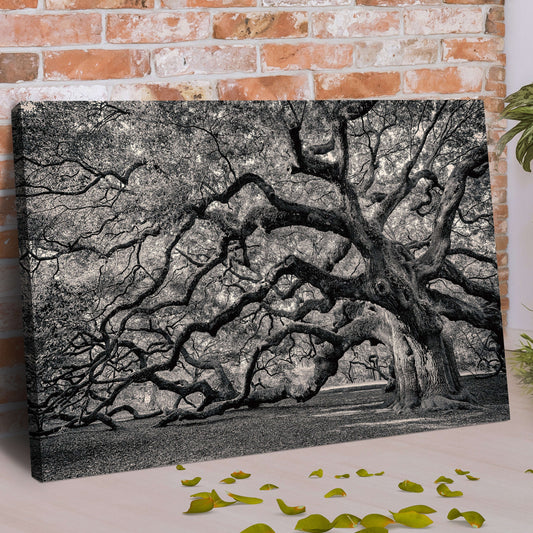 Monochrome Angel Oak Tree Canvas Wall Art Otarealm