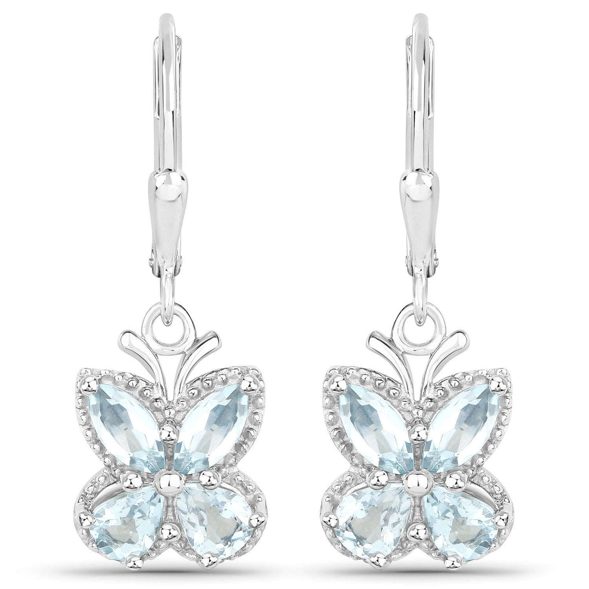 1.76 Carat Genuine Aquamarine .925 Sterling Silver Earrings Otarealm