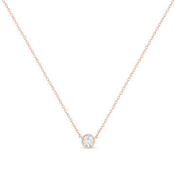 .925 Sterling Silver 1/2 Cttw Diamond Bezel 18" Pendant Necklace (I-J Color, I2-I3 Clarity) Otarealm
