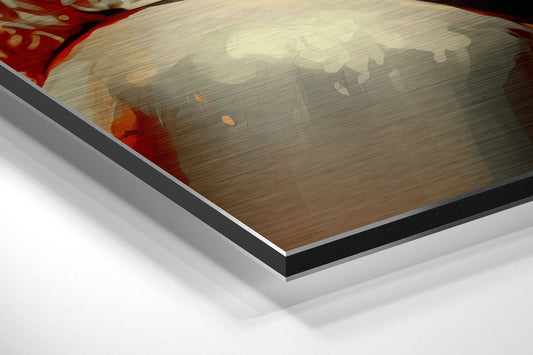 Crimson Lit Painterly Blonde Brushed Aluminum Dibond Wall Art