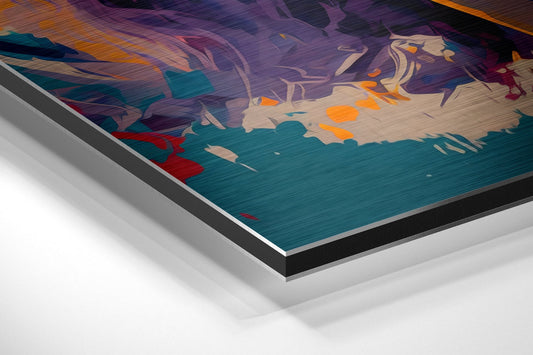 Blue Splash Palette Blonde Brushed Aluminum Dibond Wall Art