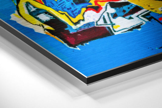 Blue Screaming Face Brushed Aluminum Dibond Wall Art