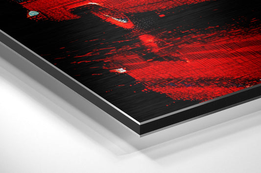 Red Fifties Cruiser Pixel Glitch Brushed Aluminum Dibond Wall Art