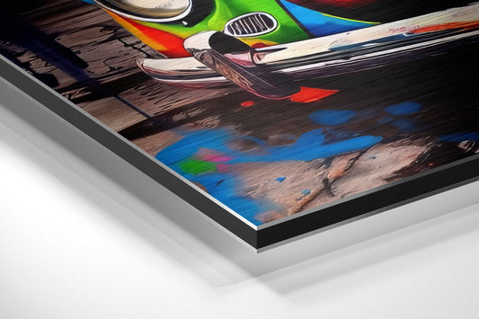 Classic Compact Car Brushed Aluminum Dibond Wall Art