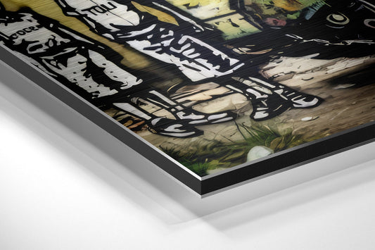 Kids and Tank Brushed Aluminum Dibond Wall Art