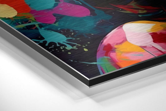 Vivid Paint Splash Woman Brushed Aluminum Dibond Wall Art