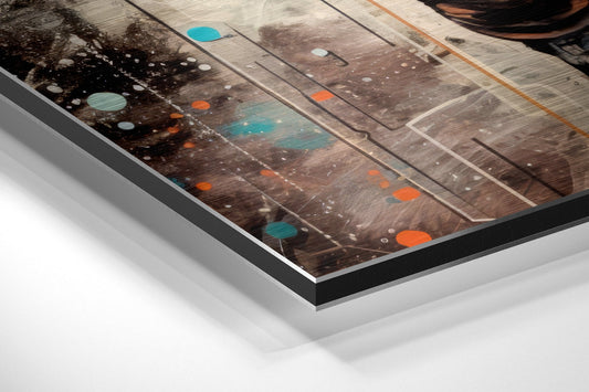 Orange Drip Spacewalk Astronaut Brushed Aluminum Dibond Wall Art