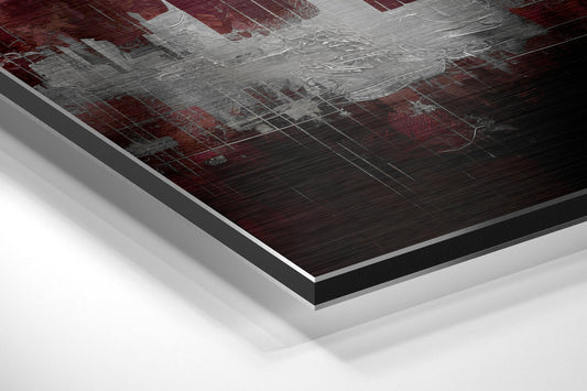 Crimson Sky City Skyline Brushed Aluminum Dibond Wall Art