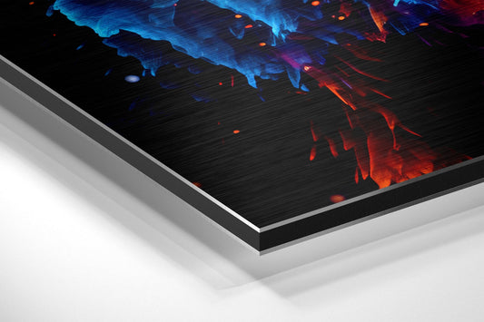 Fiery Powder Burst Brushed Aluminum Dibond Wall Art