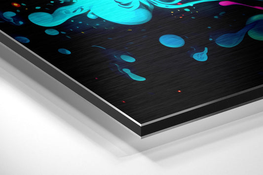 Liquid Bubble Color Splash Brushed Aluminum Dibond Wall Art