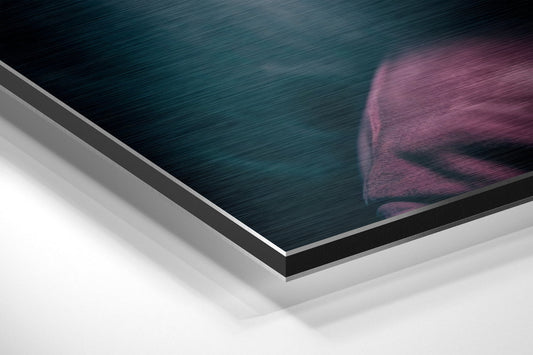 Pink Hooded Rapper In Smoke Brushed Aluminum Dibond Wall Art