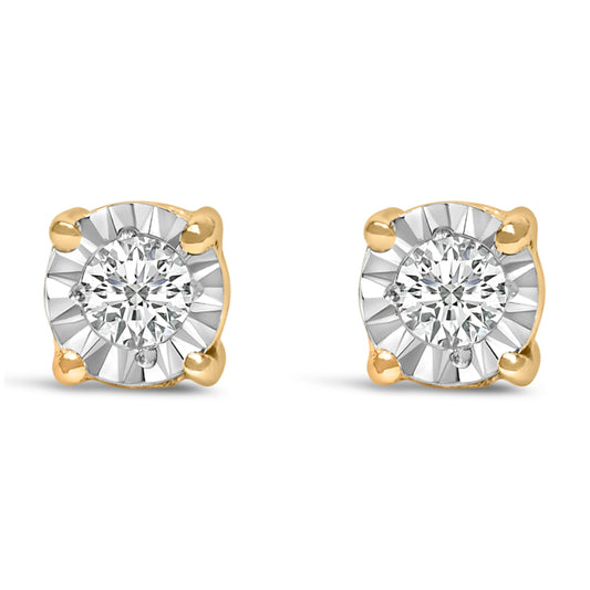 .925 Sterling Silver 1/10 Cttw Round Brilliant-Cut Lab Grown Diamond Miracle-Set Stud Earrings (F-G Color, VS1-VS2 Clarity) Otarealm