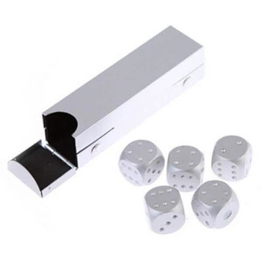 Aluminum Alloy Table Game Poker Games Dices Set with Storage Box Otarealm