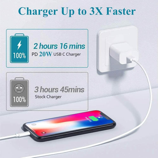 MFi Certified Veetone 20W PD Type C Power Wall Charger Travel Plug with 6FT USB C to Lightning Quick Charge Cable Otarealm