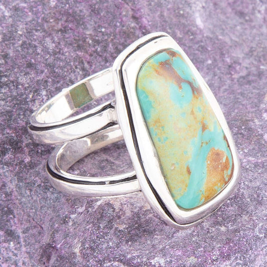 Art Blue Turquoise and Sterling Silver Statement Ring Otarealm