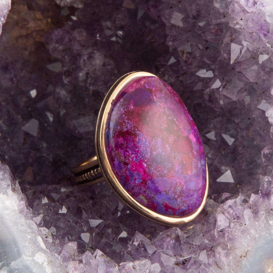 Aruba Purple Turquoise Golden Statement Ring Otarealm