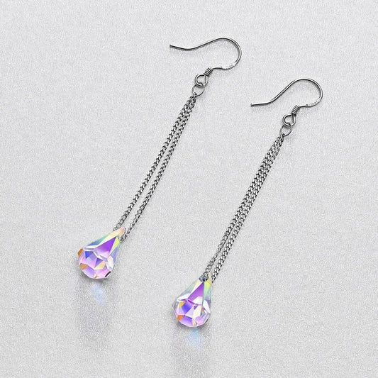Aurora Borealis Crystal Drop Earrings Made with Swarovski Elements Otarealm