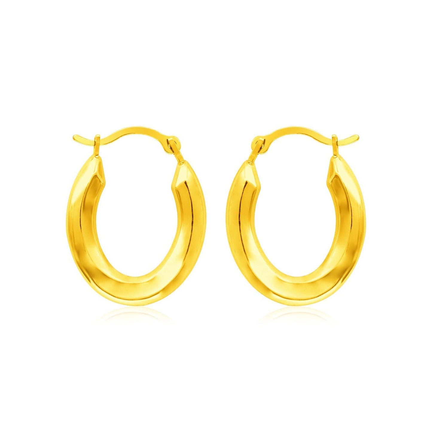 14k Yellow Gold Polished Oval Hoop Earrings Otarealm