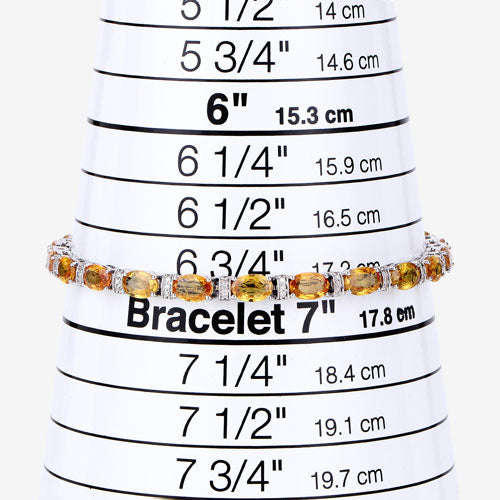 12.33 Carat Genuine Orange Sapphire and White Diamond 14K White Gold Bracelet Otarealm