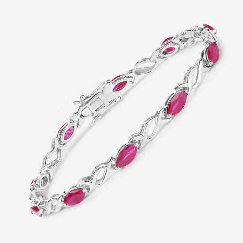 5.00 Carat Genuine Ruby 10K White Gold Bracelet Otarealm