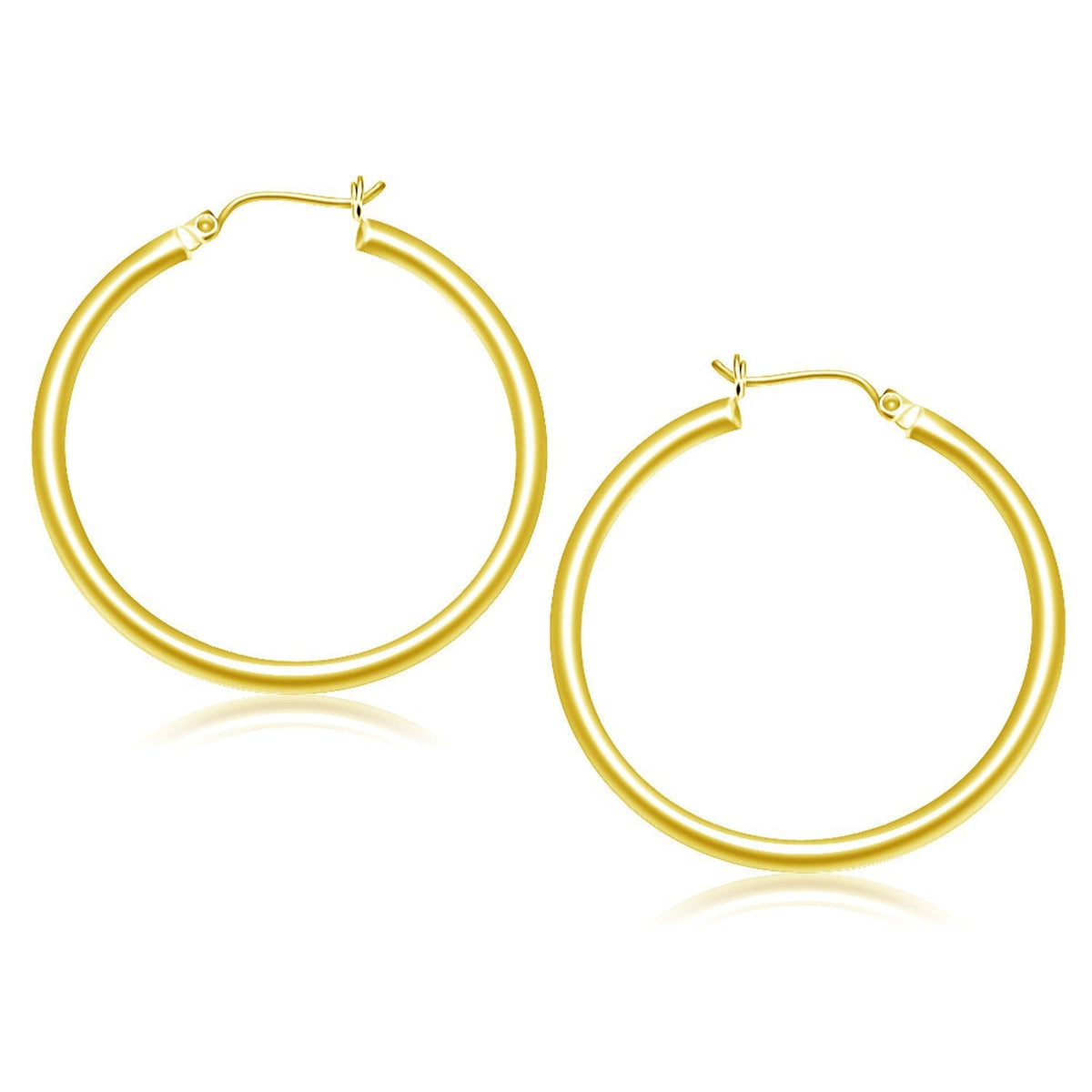 14k Yellow Gold Polished Hoop Earrings (40 mm) Otarealm