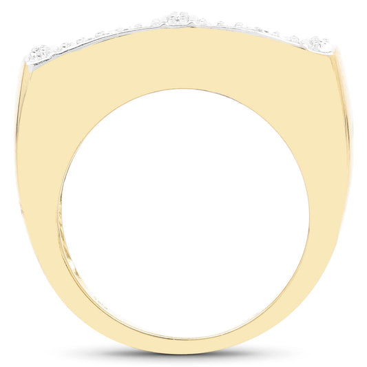 14K Yellow Gold Plated 0.25 Carat Genuine White Diamond .925 Sterling Silver Ring