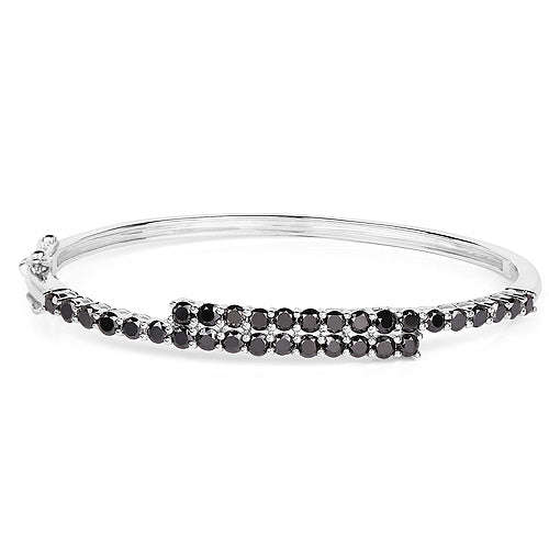 4.00 Carat Genuine Black Diamond .925 Sterling Silver Bangle Otarealm