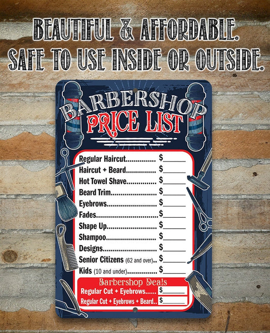 Barbershop Price List - Metal Sign