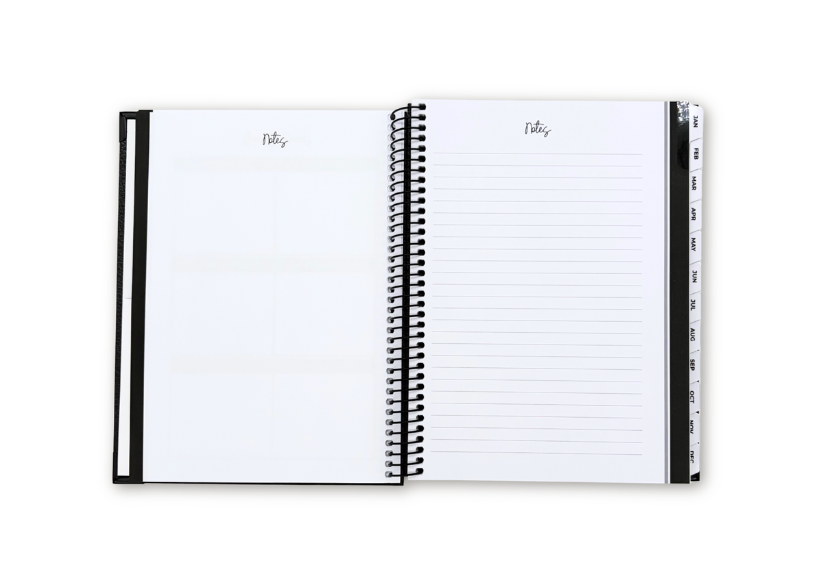 2027 Black Leather Look Weekly Planner Premium Bundle