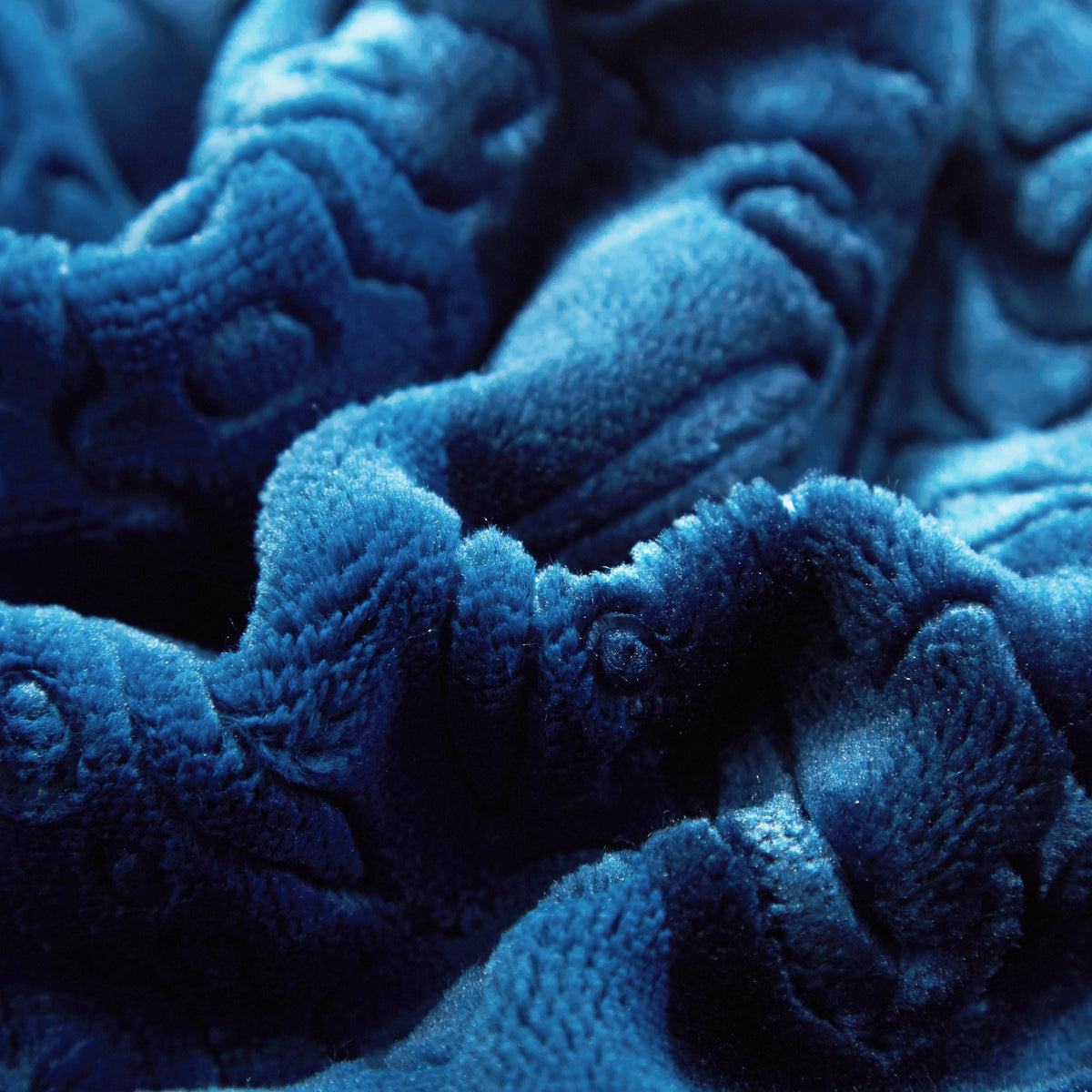 Tache Solid Embossed Cozy Night Blue Sherpa Throw Blanket (62093) Otarealm