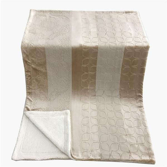Tache Embossed Bubbly Champagne Beige Sherpa Throw Blanket (TA62088) Otarealm